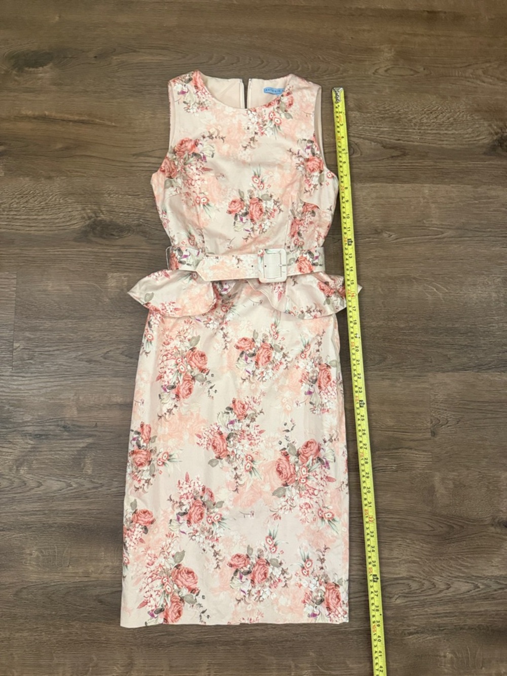 ANTONIO MELANI Pink Floral Peplum Belted Dress Size 0